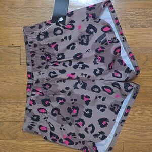 ADIDAS BRAND SIGNATURE GIRL'S BROWN ANIMAL PRINT ATHLETIC SHORTS SIZE MEDIUM